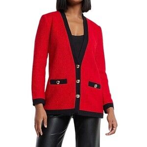 Red Velvet Black Trim Novelty Button Jacket Blazer Express Size Medium